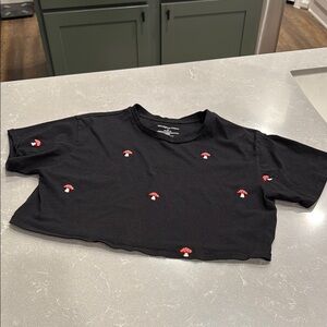 Mushroom Embroidered Crop Top 100% Cotton
